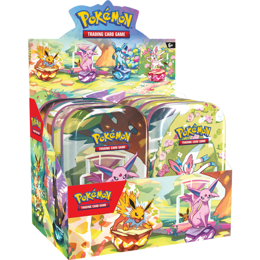 Pokémon Scarlet & Violet Prismatic Evolutions Mini Tin Display